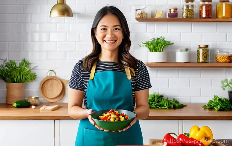 대체육을 활용한 고단백 요리법 - **Vibrant Plant-Based Kitchen Discovery**
A bright, well-lit kitchen, with a modern yet inviting...