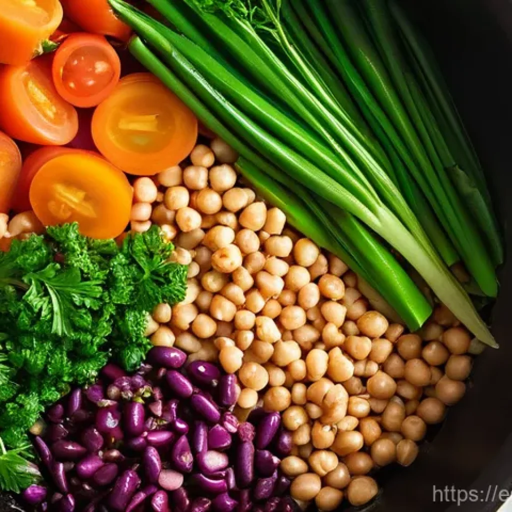 대체육 스튜 요리법 - **Prompt 1: The Vibrant Foundation of a Plant-Based Stew**
    "A close-up, top-down shot of a rusti...